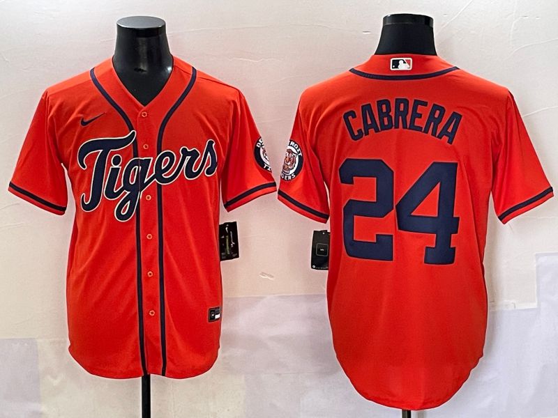 Men 2025 Detroit Tigers #24 Cabrera Orange Game Nike MLB Jersey style 1